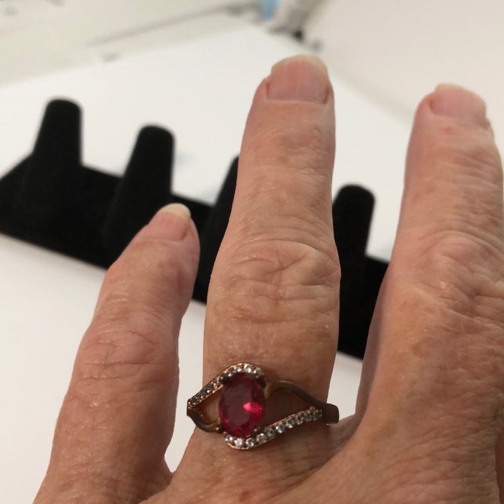 925 man made red ruby ring size 7.5